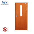 Nature wood veneer fd30 fd60 fd90 fire rated Exit door detail with glass windows and push bar door closer